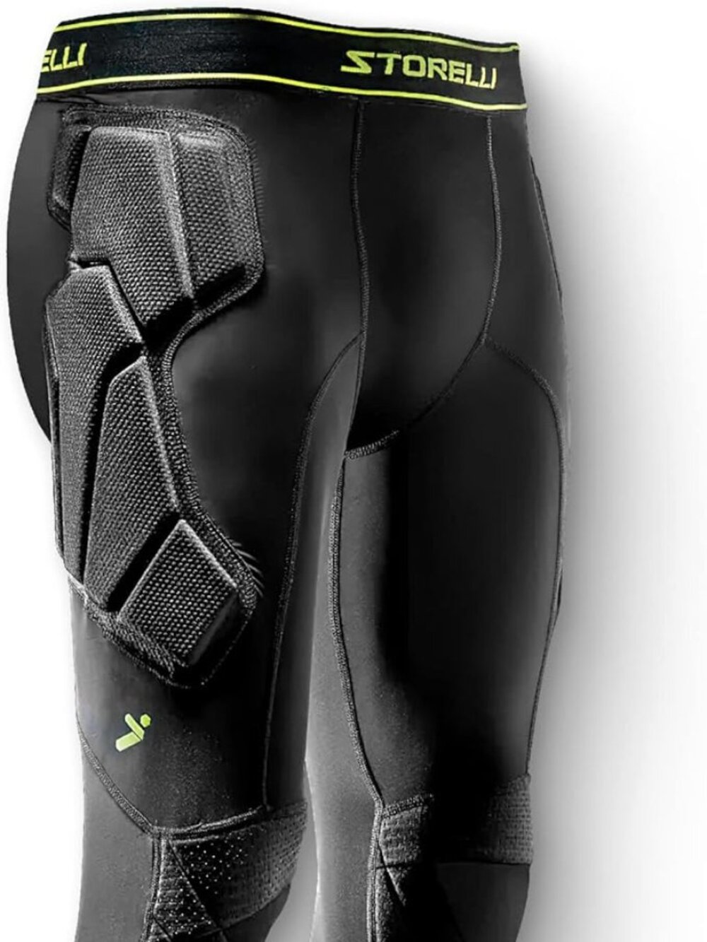 Storelli BodyShield GK 3/4 Padded Goalkeeper Leggings – Black Adult Small
